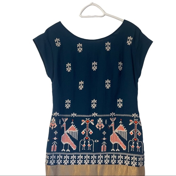 Anthropologie Floreat Avian Mist Sheath Teal Tourquoise Embroidered Mini… - Picture 4 of 14